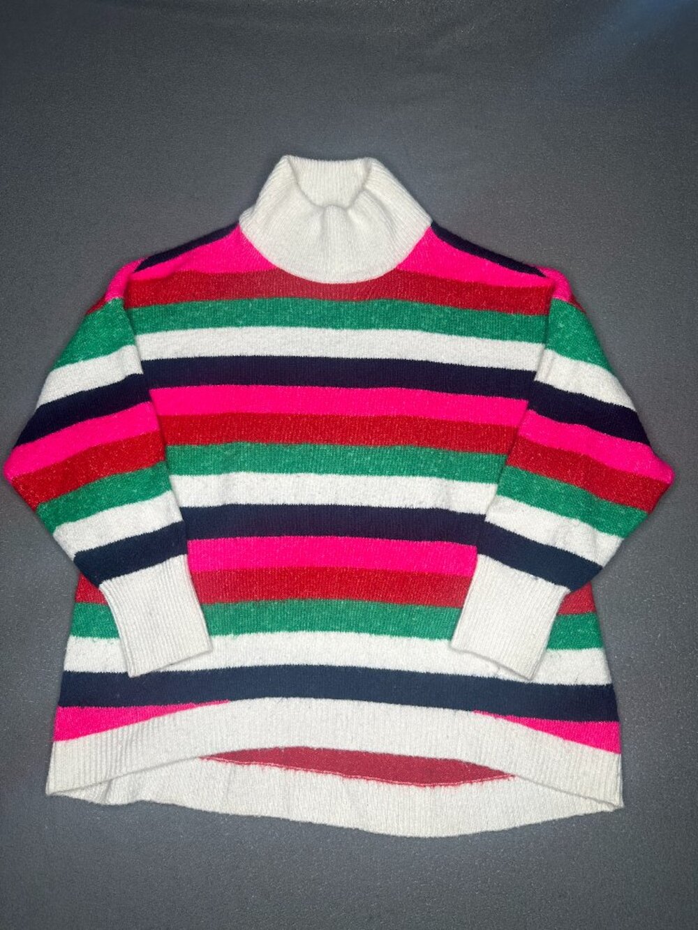 Crown & Ivy Striped Mock Neck Sweater Oversized Women S Multicolor Soft